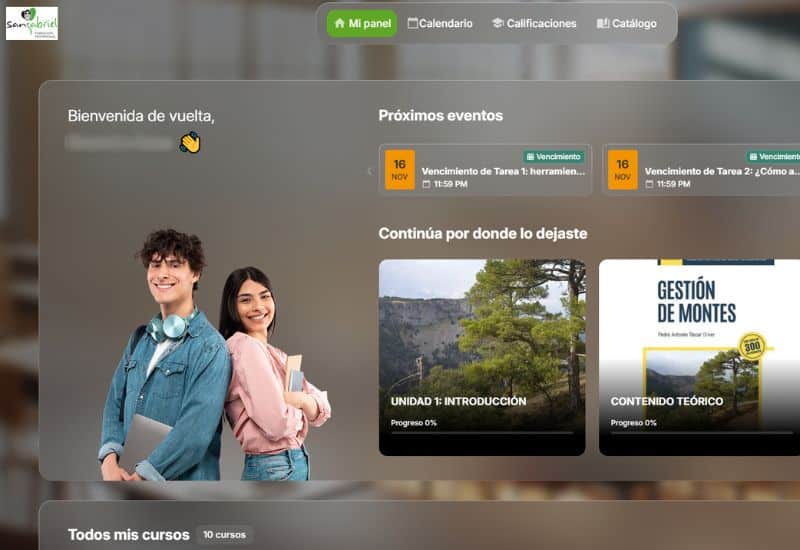 plataforma del Colegio San Gabriel del fp tecnico forestal a distancia