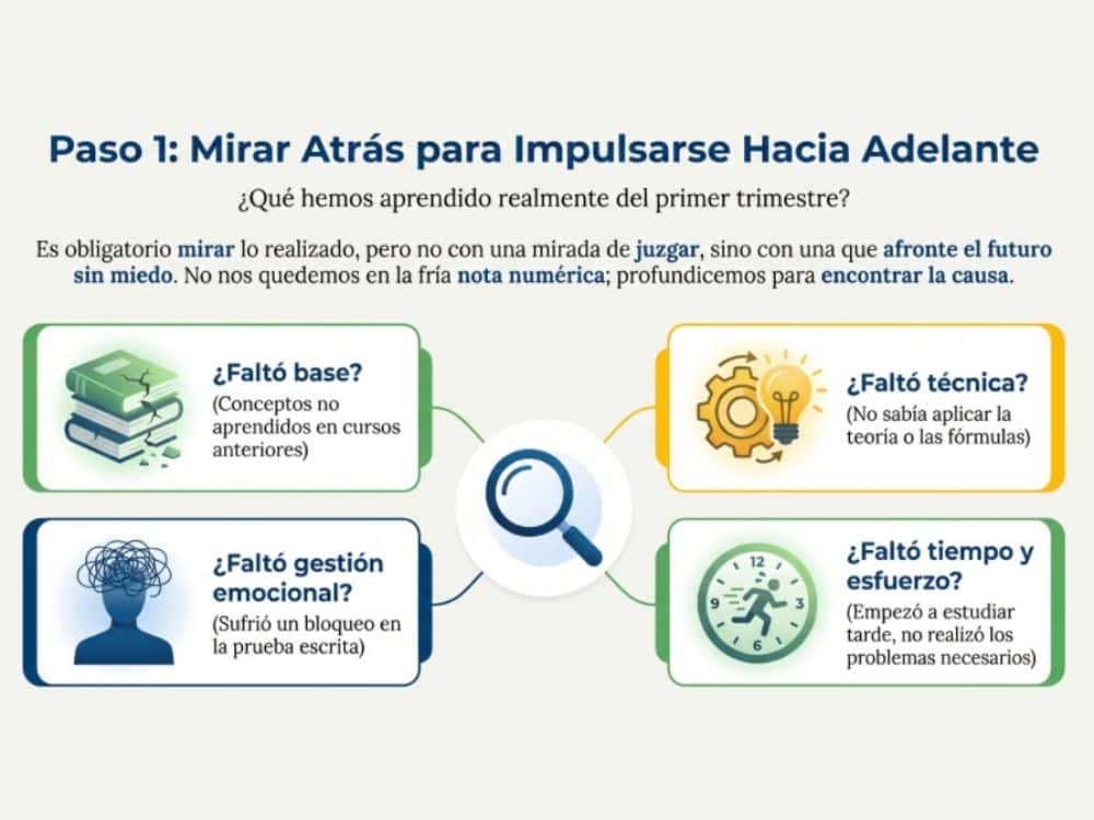 Infografía sobre mirar atrás para impulsarse hacia delante