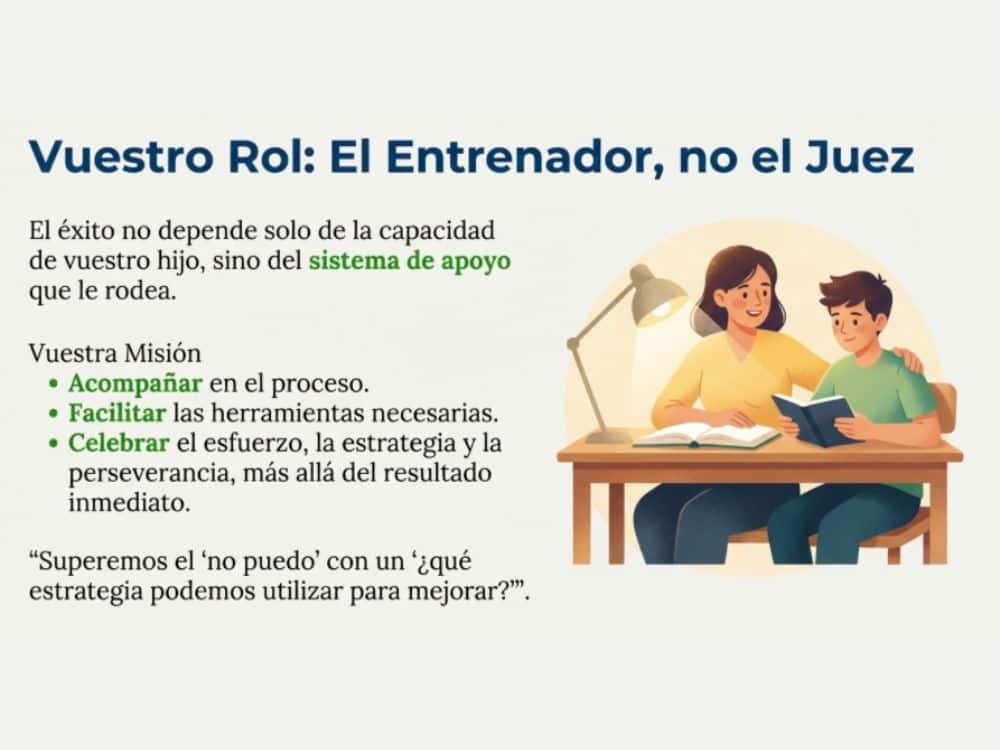 El papel de los padres tiene que ser el de entrenar, no el de juzgar a los alumnos