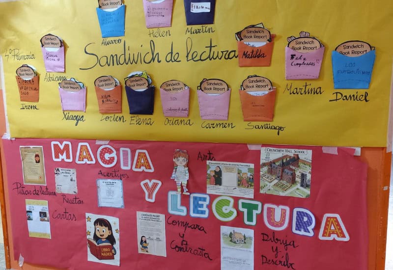 mural del colegio privado San Gabriel sobre un taller de lectura para fomentar el pensamiento crítico